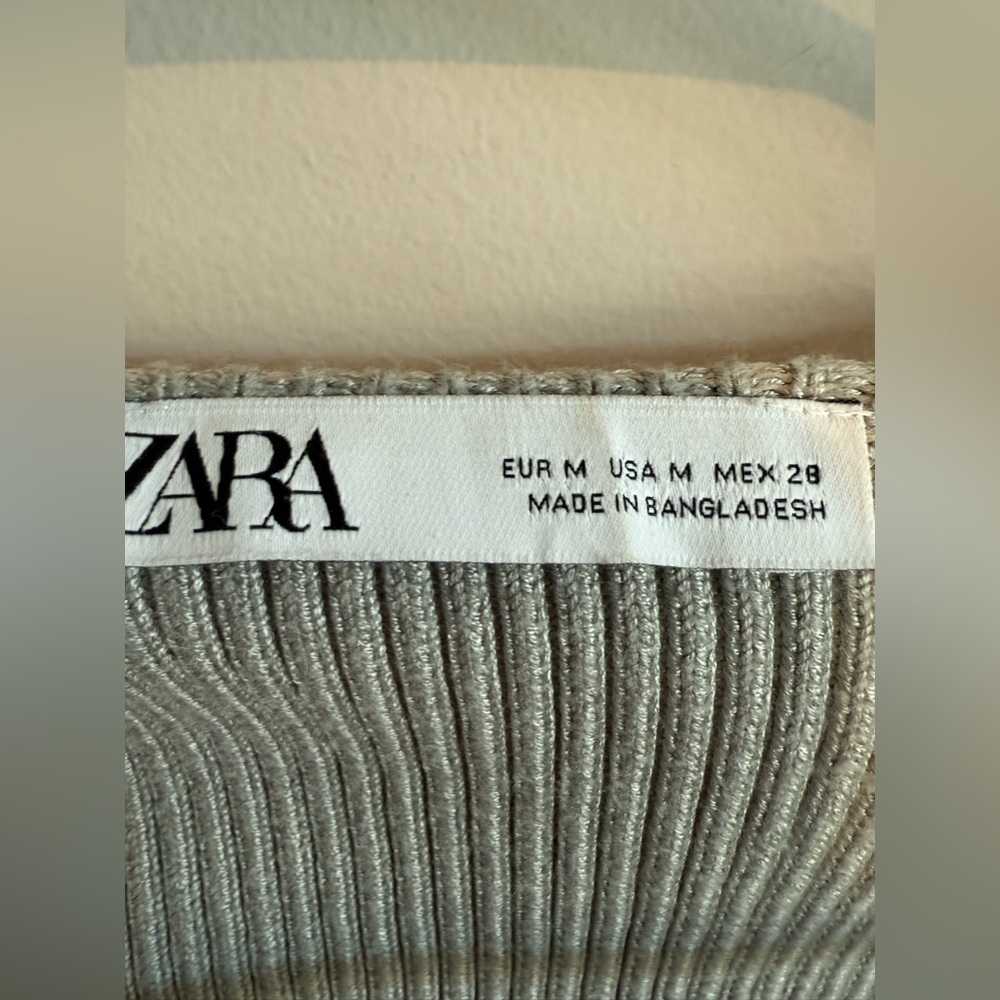 Zara Light Gray Ribbed Cropped Cardigan - Picture 5 of 10